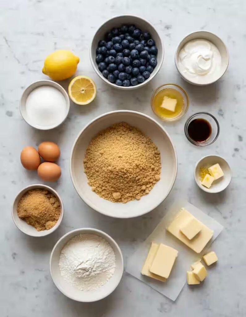Blueberry Crumble Cheesecake Ingredients