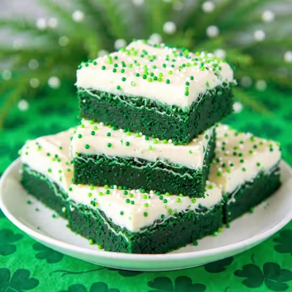 Green Velvet Brownies with Cream Cheese Frosting