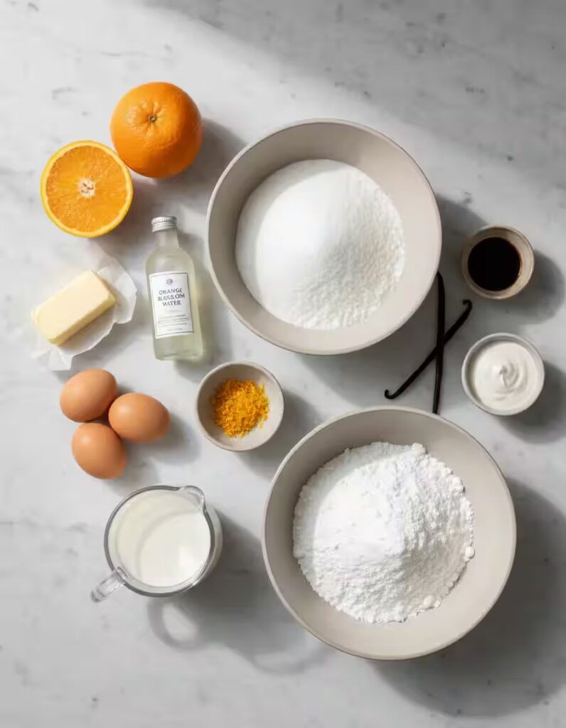 Orange Blossom Cupcakes with Vanilla Bean Buttercream Ingredients