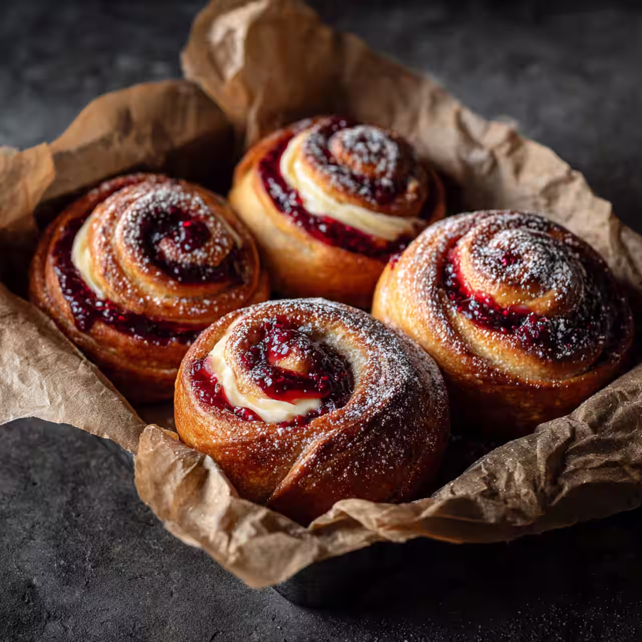 Raspberry Custard Buns