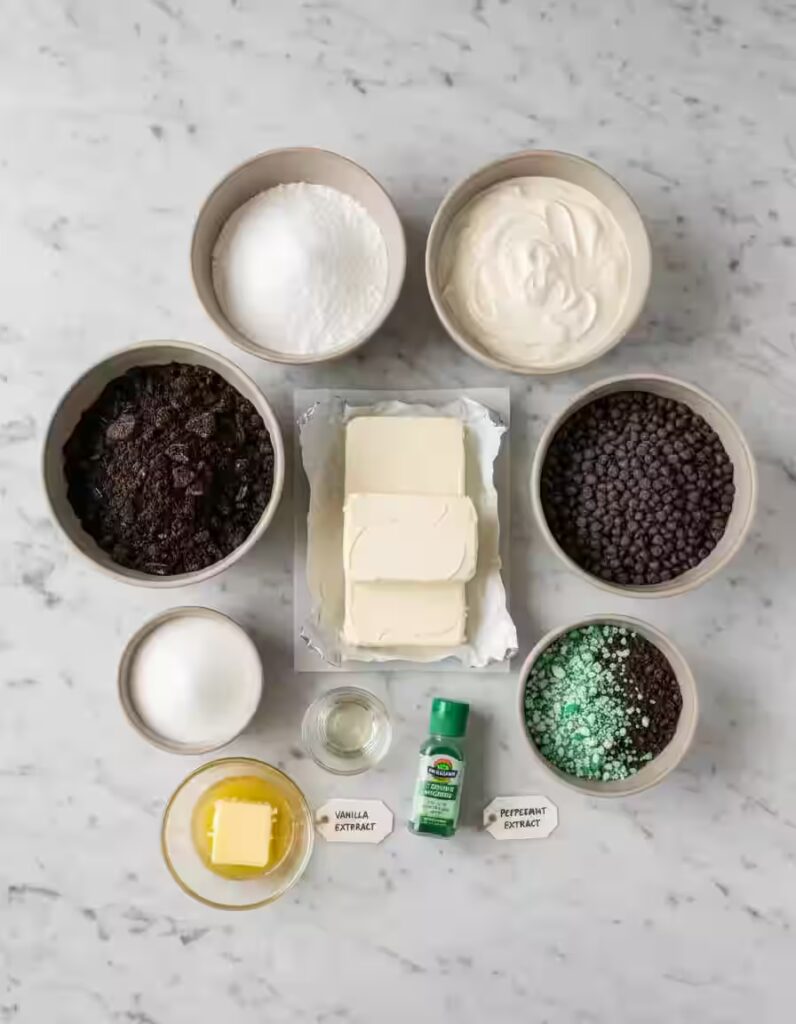 St Paddy’s Mint Cheesecake Cups Ingredients