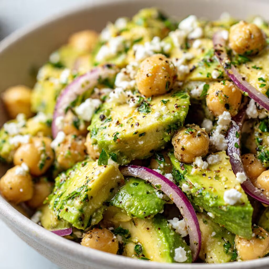 Chickpea Feta Avocado Salad