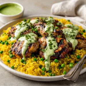 Peruvian Chicken & Rice with Green Sauce