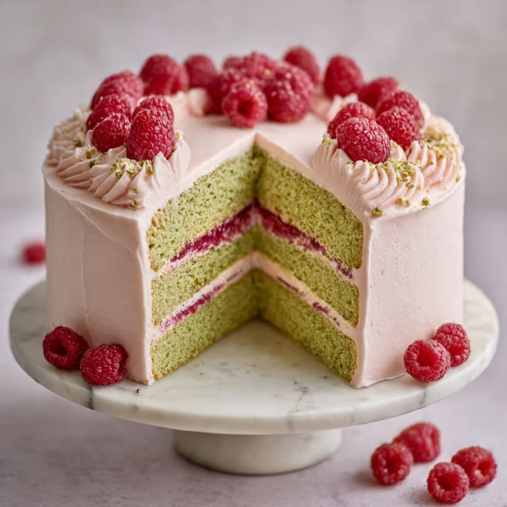 Raspberry Pistachio Cake
