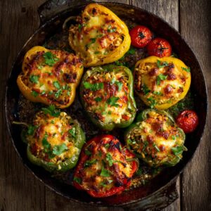 Vegetarian Stuffed Bell Peppers with Rice