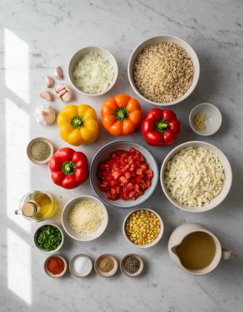 Vegetarian Stuffed Bell Peppers with Rice